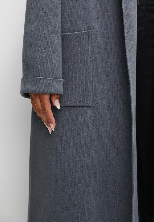 edit - shawl collar coatigan - charcoal