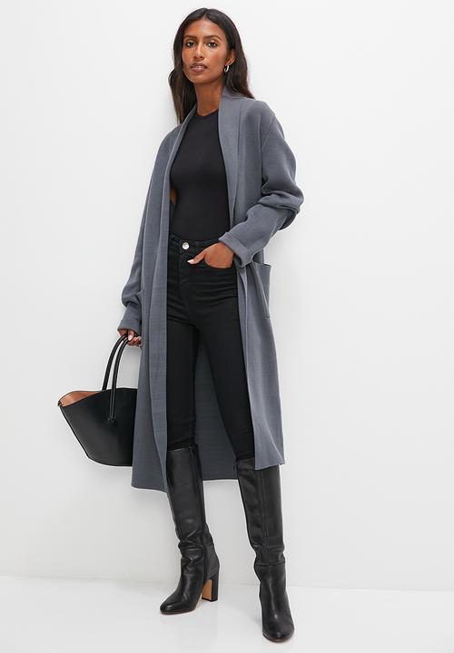 edit - shawl collar coatigan - charcoal