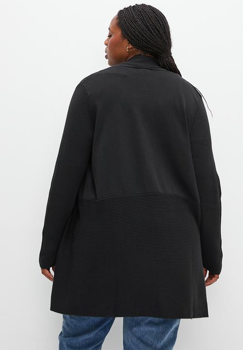 edit Plus - Shaped waterfall cardigan - black
