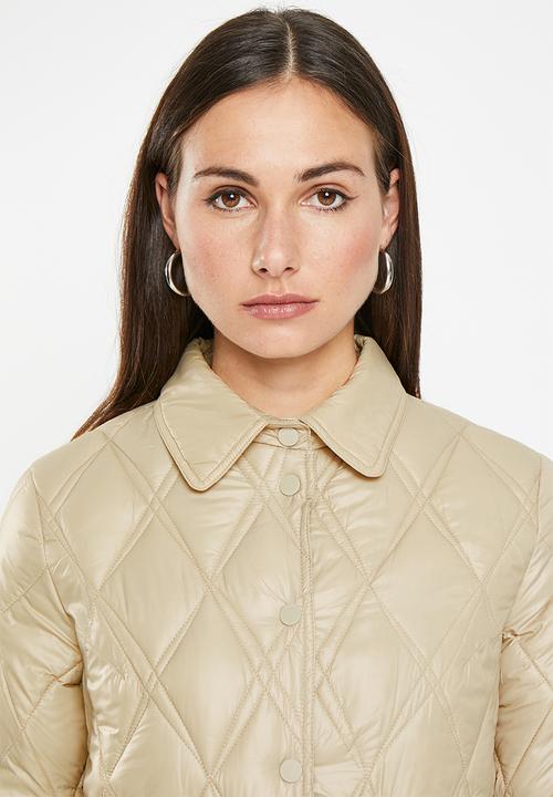 dailyfriday - Longline quilted puffer - stone