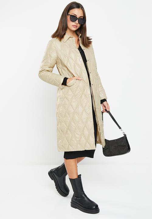 dailyfriday - Longline quilted puffer - stone