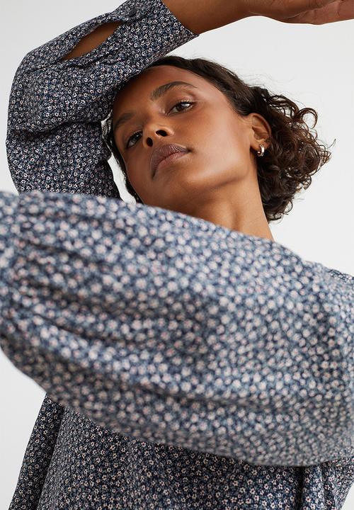 H&M - V-neck dress - dark blue/small flowers