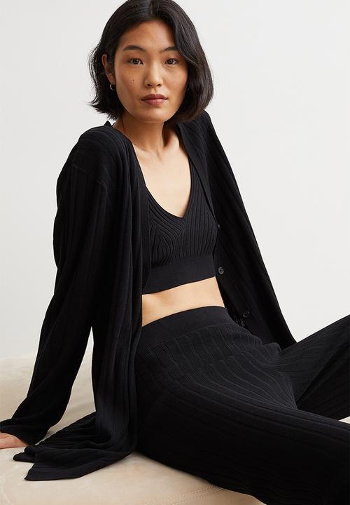 H&M - Rib-knit trousers - black