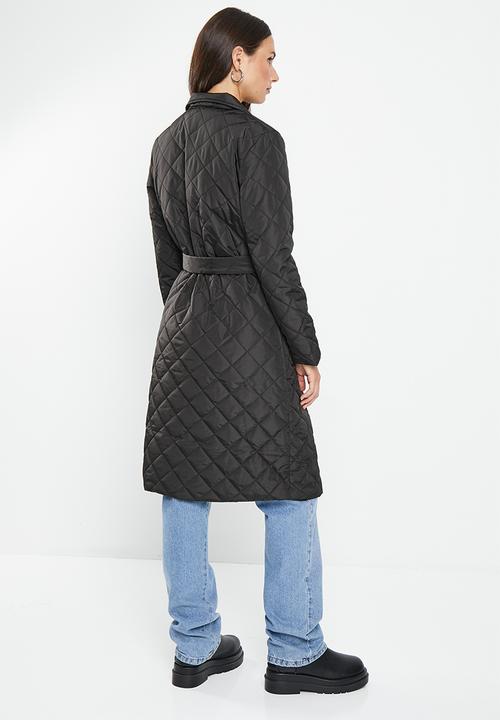 dailyfriday - Quilted belted coat - black