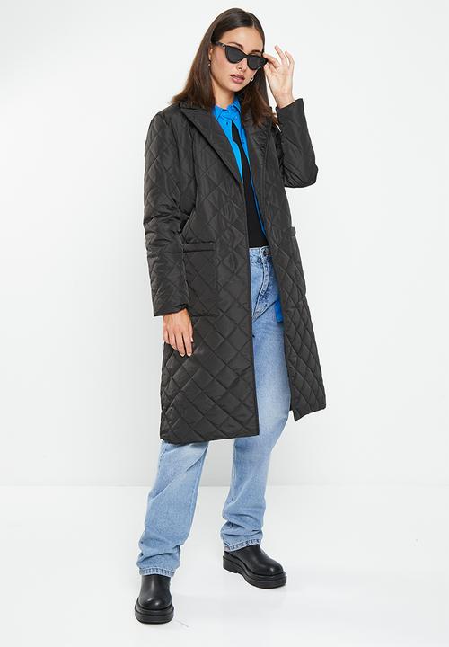 dailyfriday - Quilted belted coat - black