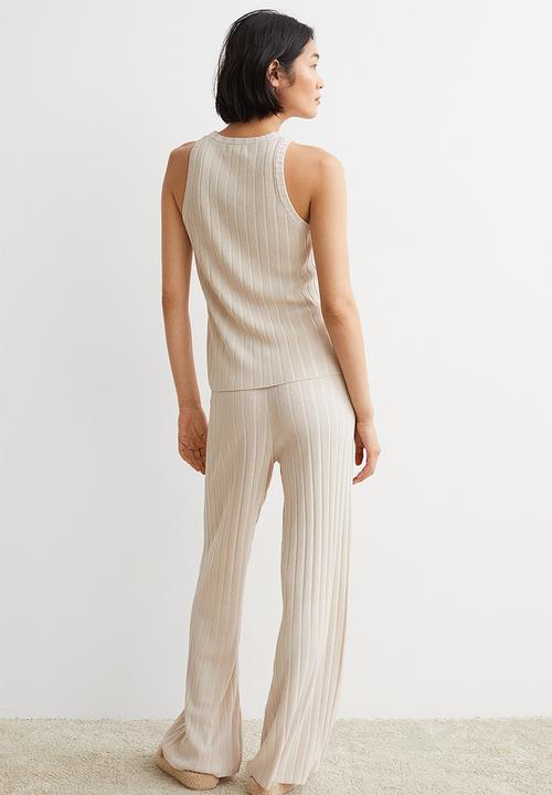 H&M - Rib-knit trousers - light beige