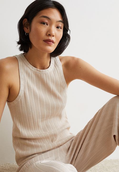 H&M - Rib-knit trousers - light beige