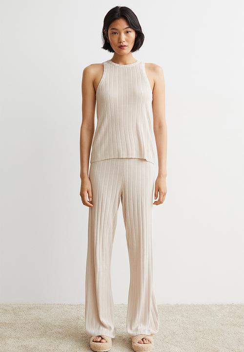 H&M - Rib-knit trousers - light beige