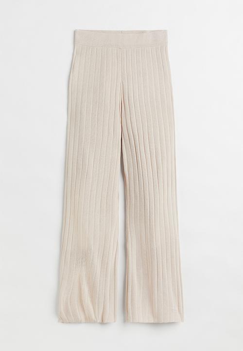 H&M - Rib-knit trousers - light beige