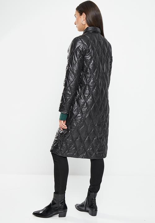 dailyfriday - Longline quilted puffer - black
