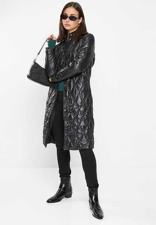 dailyfriday - Longline quilted puffer - black