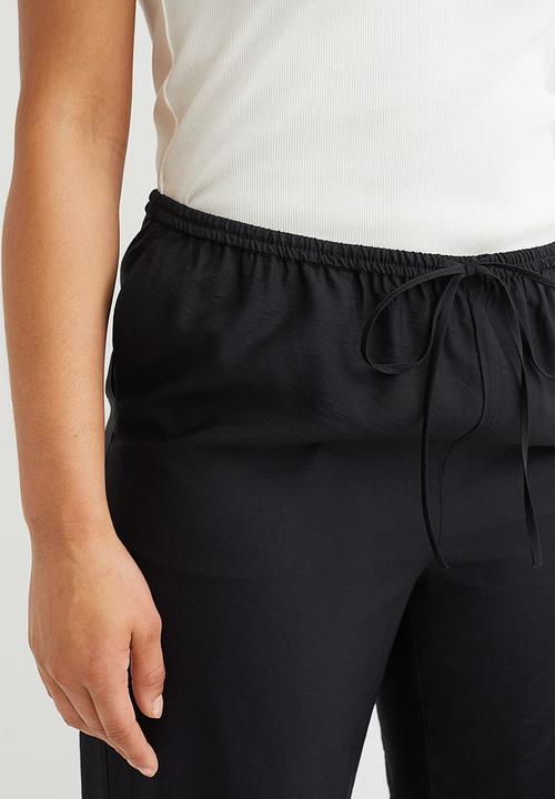 H&M - Wide satin trousers - black