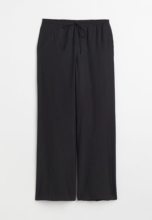 H&M - Wide satin trousers - black