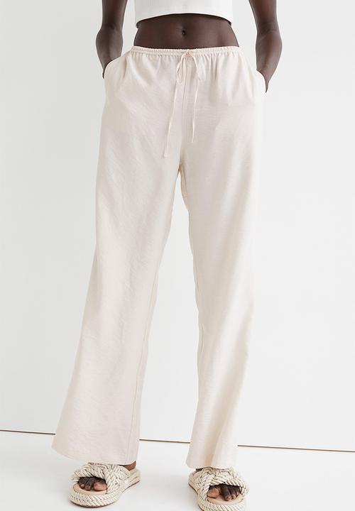 H&M - Wide satin trousers - white