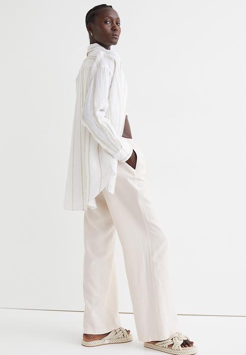 H&M - Wide satin trousers - white