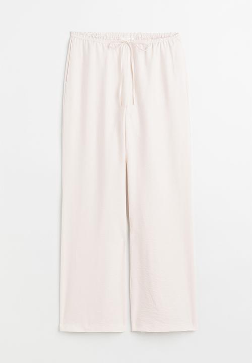 H&M - Wide satin trousers - white
