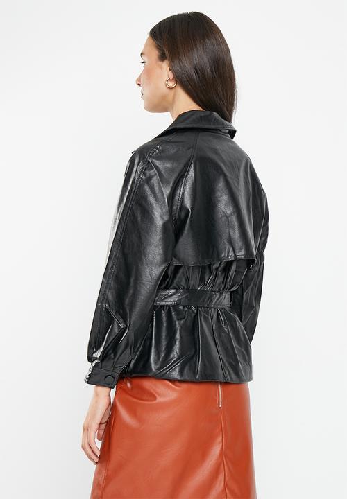 dailyfriday - Pu trench coat - black