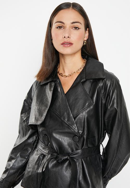 dailyfriday - Pu trench coat - black