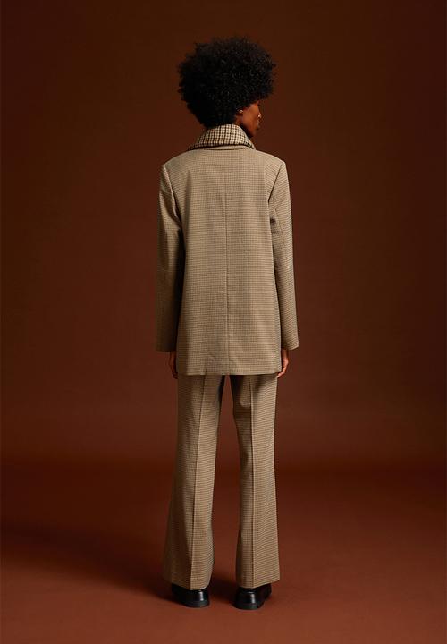 H&M - Double-breasted jacket - light brown/dogtooth patterned