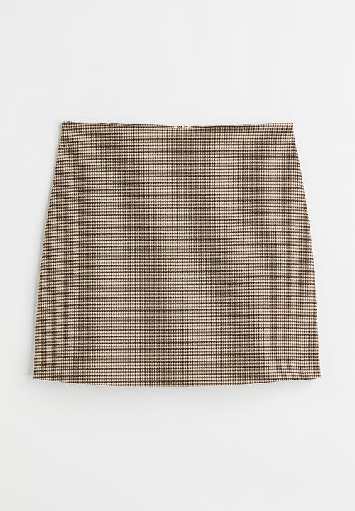 H&M - Mini skirt - light beige/dogtooth patterned