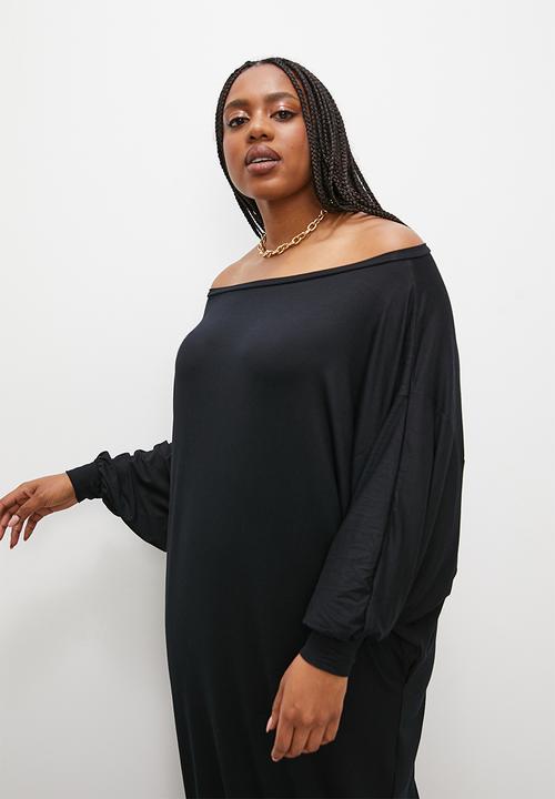 Superbalist - Off the shoulder midaxi slouch dress - black