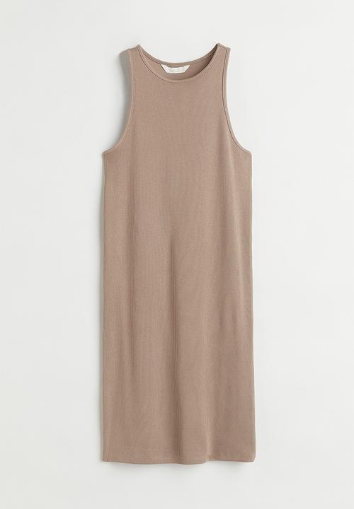 H&M - Ribbed jersey dress - dark beige