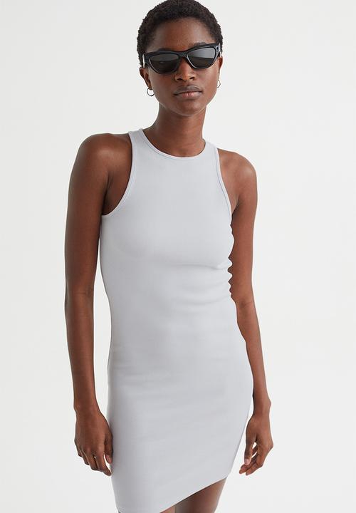 H&M - Ribbed jersey dress - light grey-blue