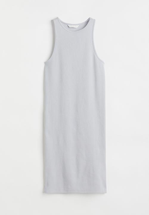 H&M - Ribbed jersey dress - light grey-blue