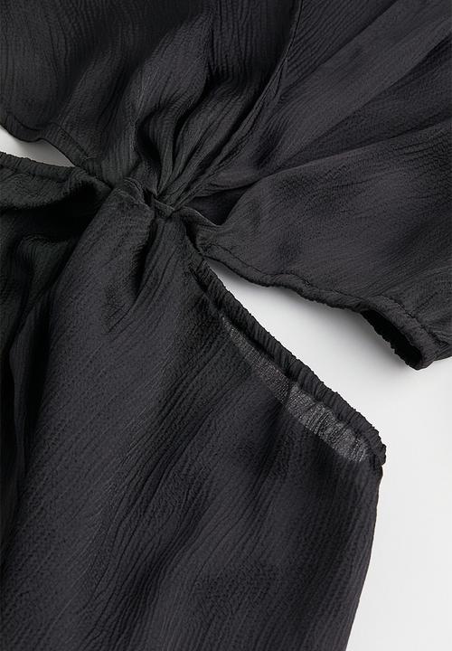 H&M - Balloon-sleeved cut-out crêpe dress - black