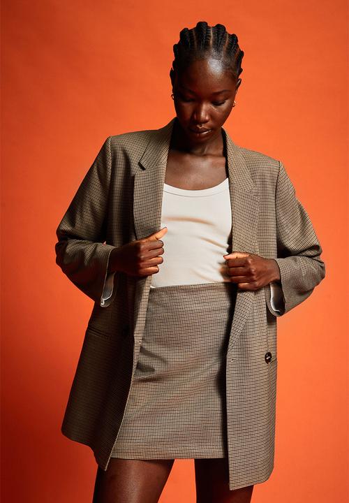 H&M - Mini skirt - brown/checked
