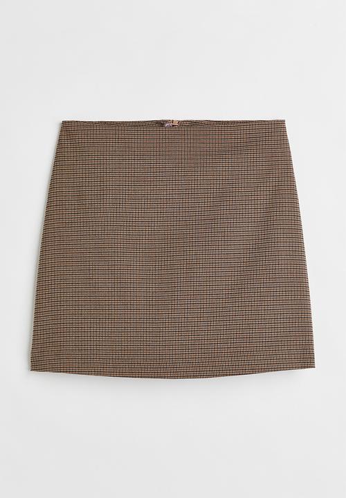 H&M - Mini skirt - brown/checked