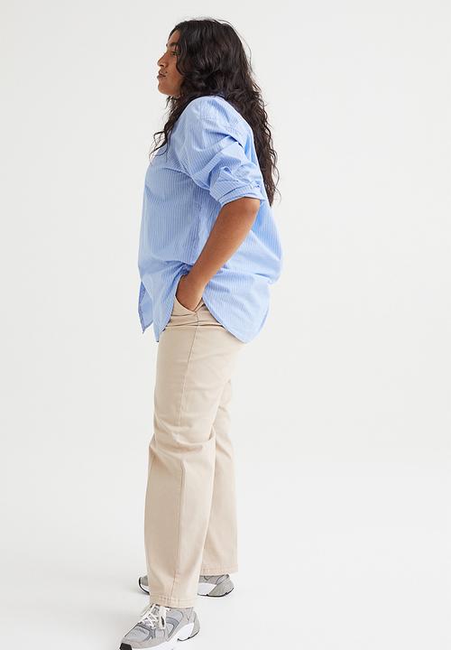 H&M - Cotton poplin shirt - light blue/white striped