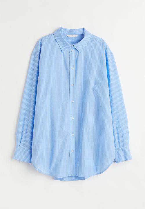 H&M - Cotton poplin shirt - light blue/white striped