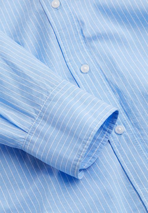 H&M - Cotton poplin shirt - light blue/white striped