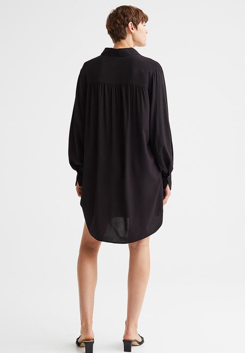 H&M - Balloon-sleeved shirt dress - black