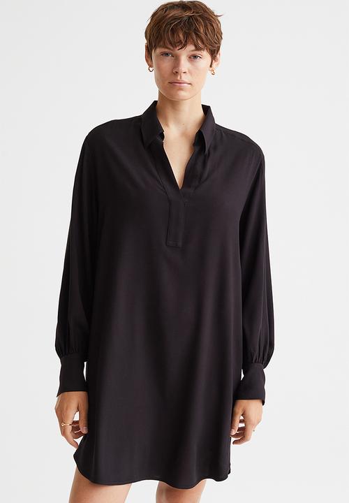 H&M - Balloon-sleeved shirt dress - black