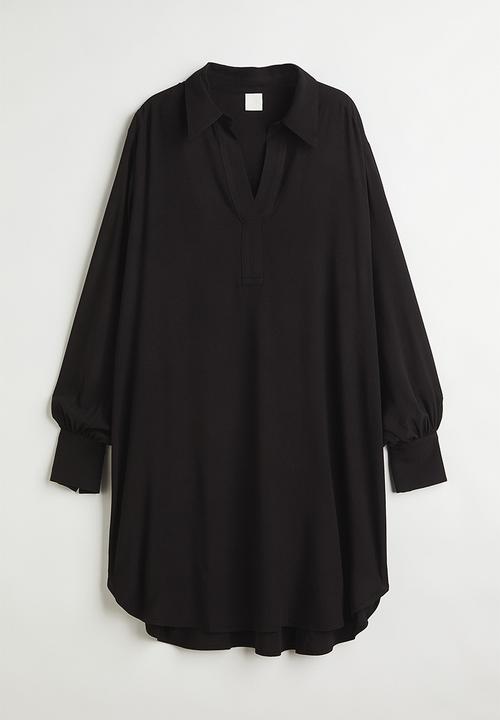 H&M - Balloon-sleeved shirt dress - black