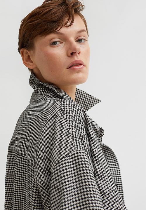 H&M - Oversized twill overshirt - black/dogtooth patterned