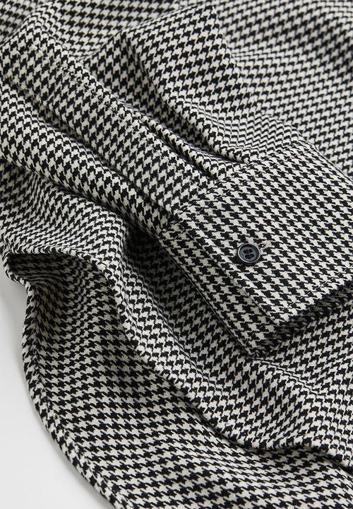 H&M - Oversized twill overshirt - black/dogtooth patterned