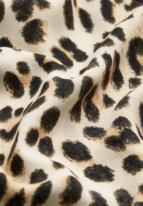 H&M - Balloon-sleeved shirt dress - beige/leopard print