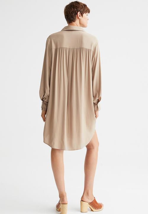 H&M - Balloon-sleeved shirt dress - beige