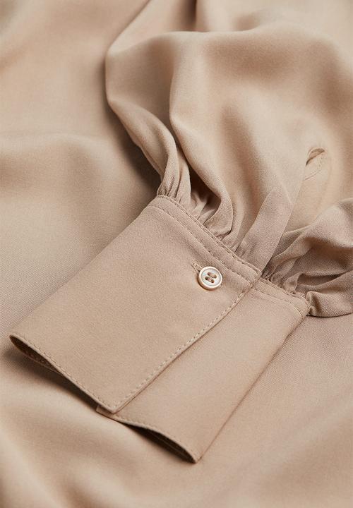 H&M - Balloon-sleeved shirt dress - beige