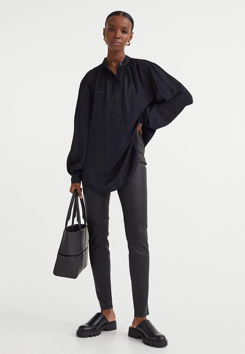 H&M - Balloon-sleeved blouse - dark blue