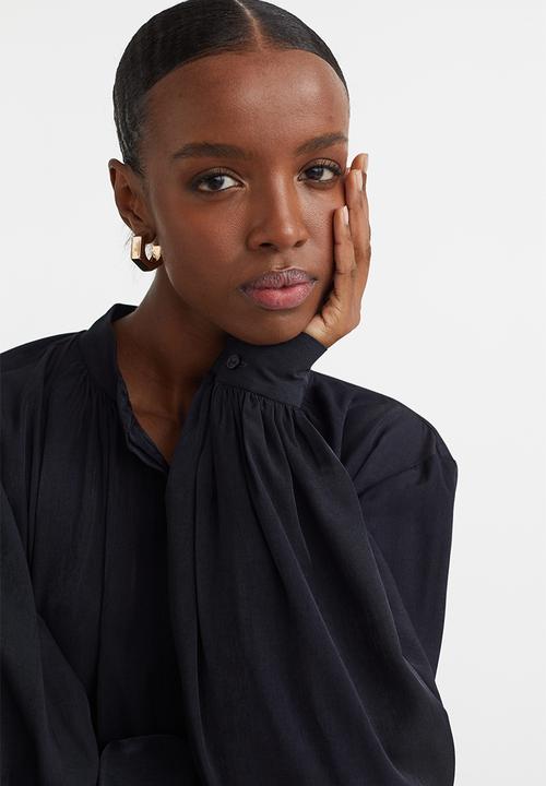 H&M - Balloon-sleeved blouse - dark blue