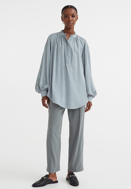 H&M - Balloon-sleeved blouse - light turquoise