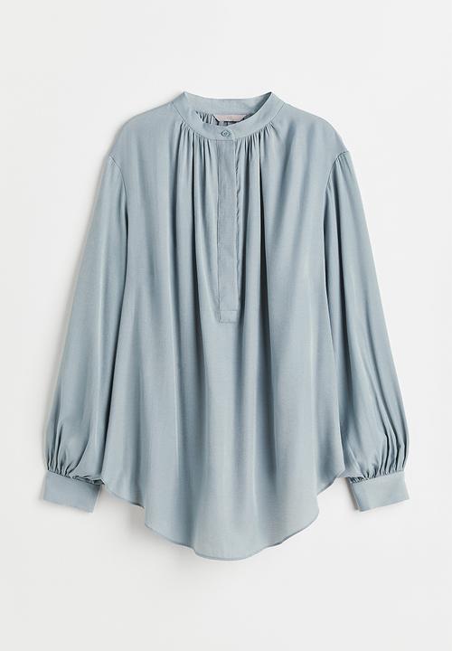 H&M - Balloon-sleeved blouse - light turquoise
