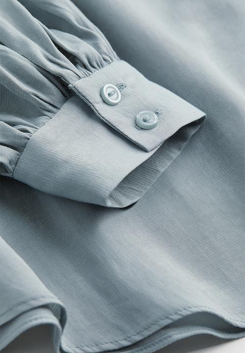 H&M - Balloon-sleeved blouse - light turquoise