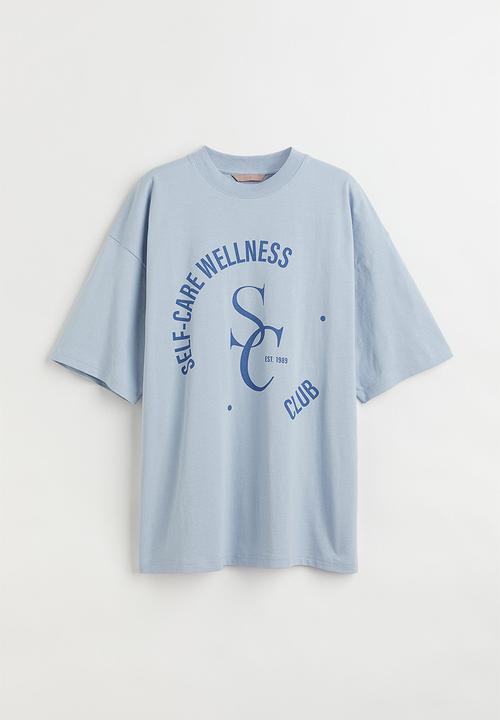 H&M - Oversized T-shirt - light blue/self-care