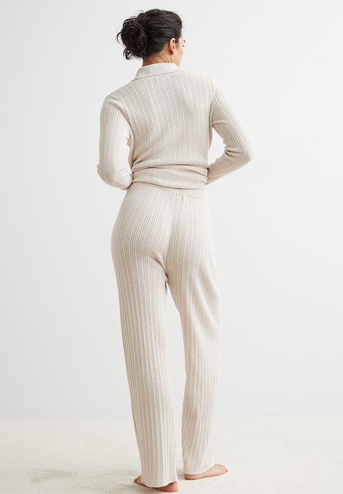 H&M - Ribbed trousers - light beige