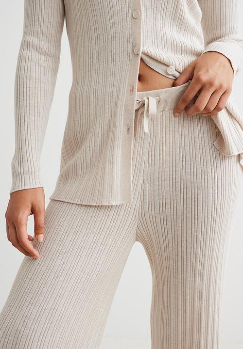 H&M - Ribbed trousers - light beige